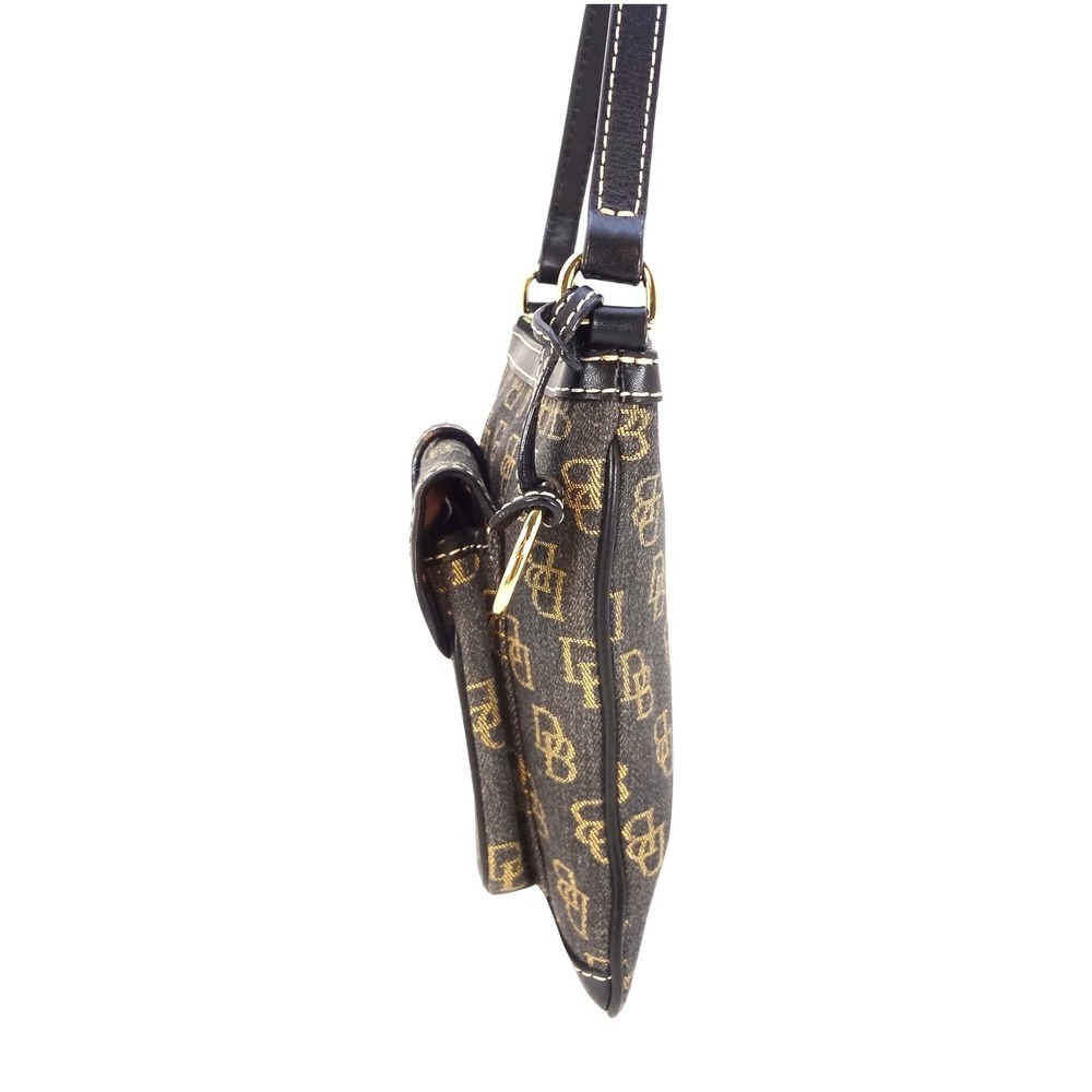 Dooney & Bourke Signature Letter Carrier Crossbody Small Grey Coated Canvas COA - Picture 4 of 7